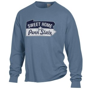 saltwater blue long sleeve t-shirt with Sweet Home Penn State graphic